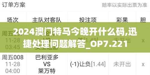 2024澳门特马今晚开什么码,迅捷处理问题解答_OP7.221