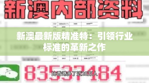 新澳最新版精准特：引领行业标准的革新之作