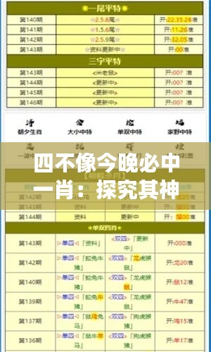四不像今晚必中一肖：探究其神秘规律背后的运气与技巧