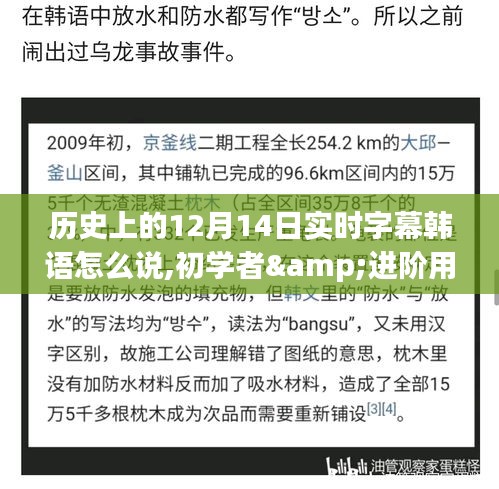 历史上的日期实时字幕韩语学习攻略，从初学者到进阶用户的全面指南