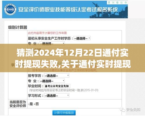 预测分析，通付实时提现系统在2024年12月22日可能出现提现失败情况