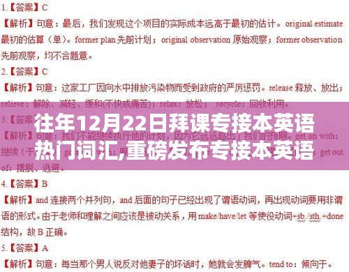 历年12月22日专接本英语热门词汇解析与智能学习利器揭秘，高科技助力英语学习新魅力
