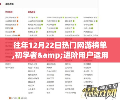 『往年12月22日热门网游榜单攻略手册，初学者与进阶用户选游指南』