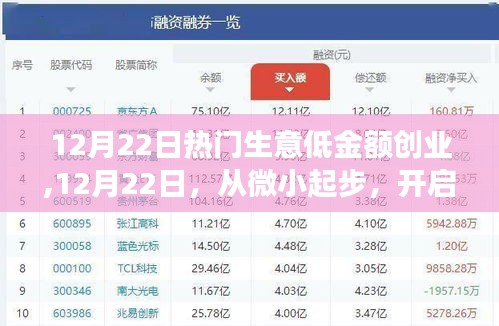 12月22日低金额创业开启大梦想之旅，微小起步，成就无限可能！