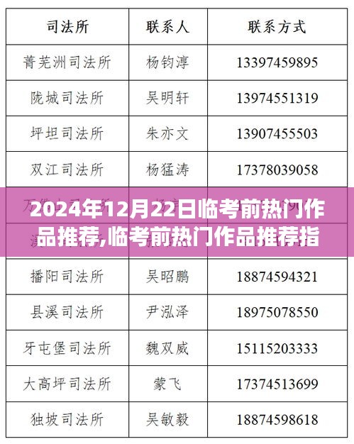 2024年临考前热门作品推荐指南，高效备考，迎接大考的必备策略
