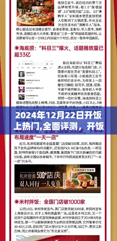 2024年12月22日开饭上热门全面评测，热门之选