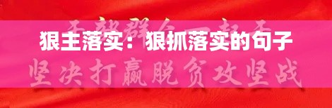 狠主落实：狠抓落实的句子 