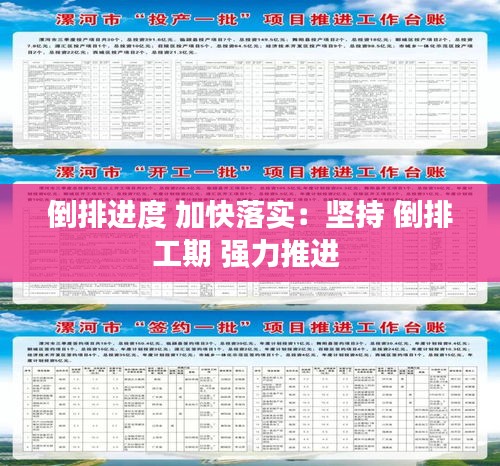 倒排进度 加快落实：坚持 倒排工期 强力推进 