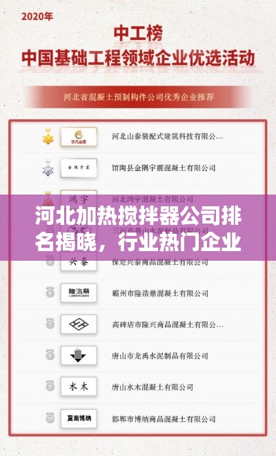 河北加热搅拌器公司排名揭晓，行业热门企业榜单出炉！