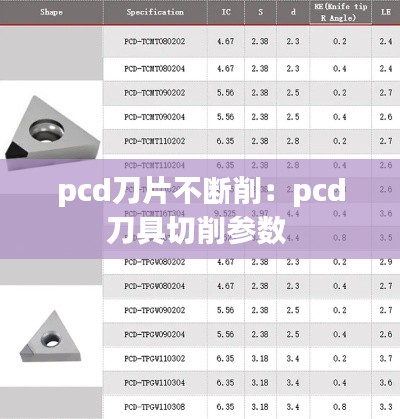 pcd刀片不断削：pcd刀具切削参数 