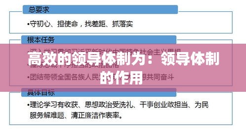 高效的领导体制为：领导体制的作用 