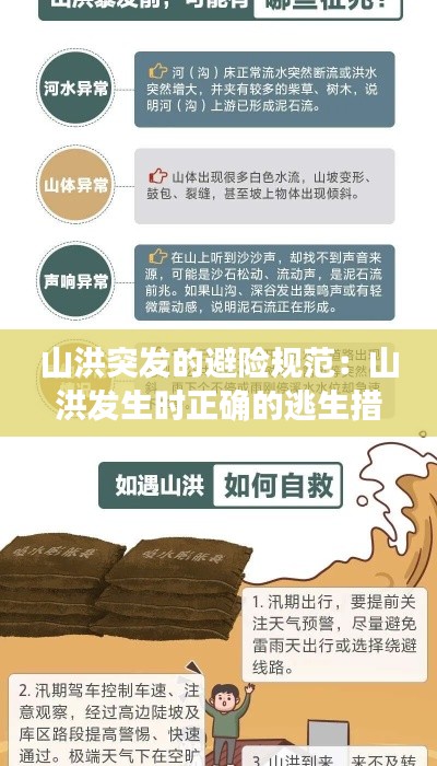 山洪突发的避险规范：山洪发生时正确的逃生措施是 