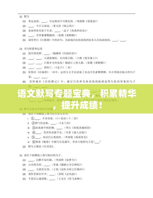 语文默写专题宝典，积累精华，提升成绩！