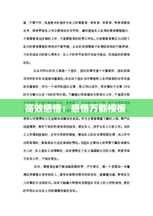 高效感悟：感悟万能模板 