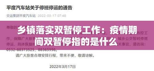 乡镇落实双暂停工作：疫情期间双暂停指的是什么 
