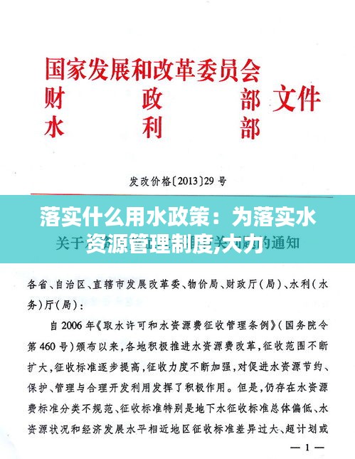 落实什么用水政策：为落实水资源管理制度,大力 