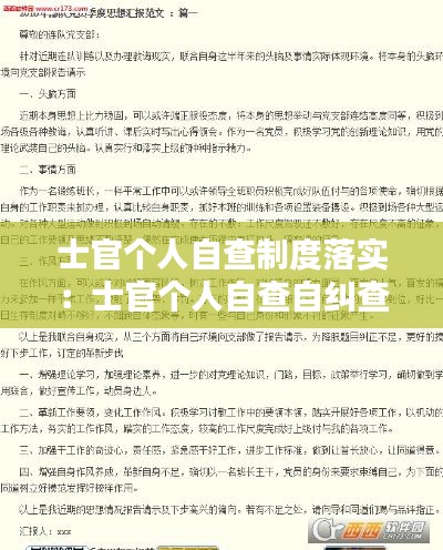 士官个人自查制度落实：士官个人自查自纠查思想方面 