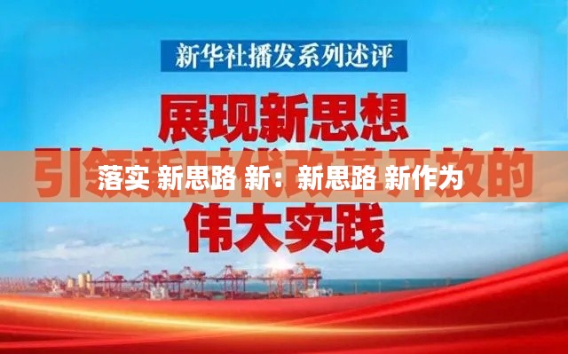 落实 新思路 新：新思路 新作为 