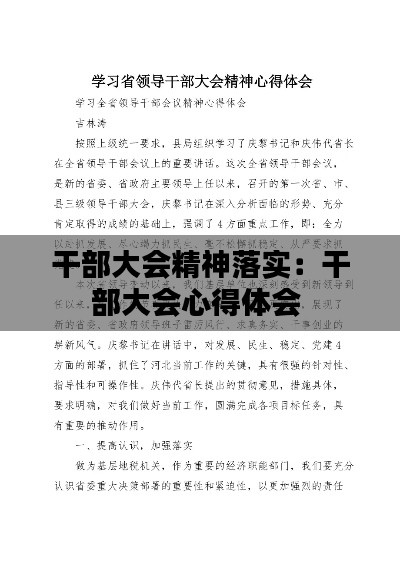 干部大会精神落实：干部大会心得体会 