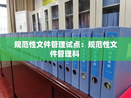 规范性文件管理试点：规范性文件管理科 