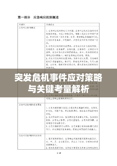 突发危机事件应对策略与关键考量解析