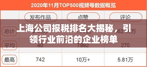 上海公司报税排名大揭秘，引领行业前沿的企业榜单