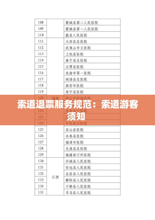 索道退票服务规范：索道游客须知 