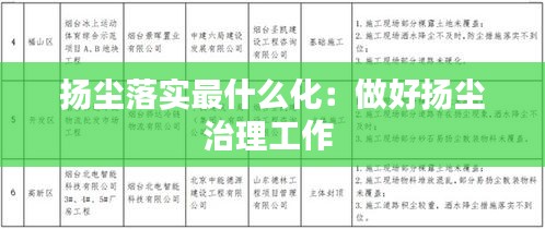 扬尘落实最什么化：做好扬尘治理工作 
