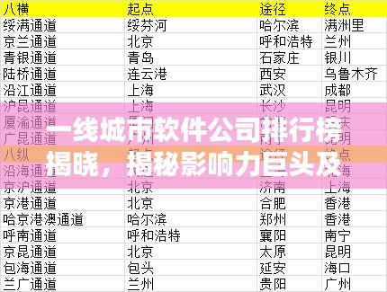 一线城市软件公司排行榜揭晓，揭秘影响力巨头及其行业地位分析