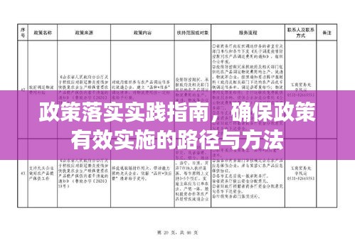 政策落实实践指南，确保政策有效实施的路径与方法