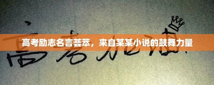 高考励志名言荟萃，来自某某小说的鼓舞力量