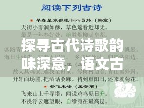 探寻古代诗歌韵味深意，语文古诗鉴赏专题解析