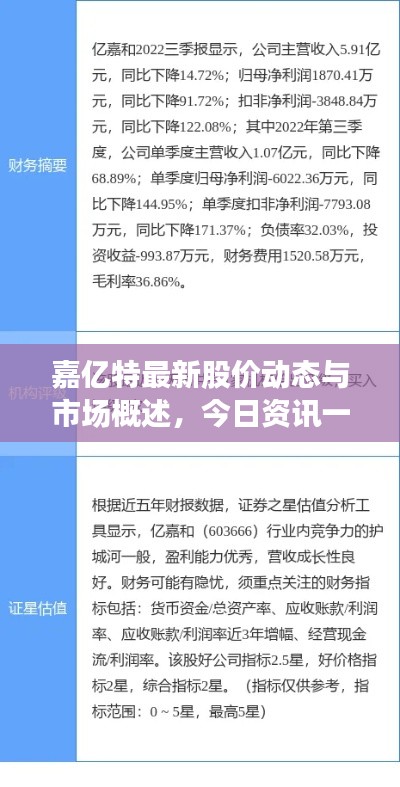 嘉亿特最新股价动态与市场概述，今日资讯一网打尽