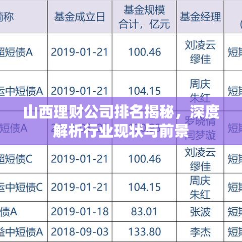 山西理财公司排名揭秘，深度解析行业现状与前景