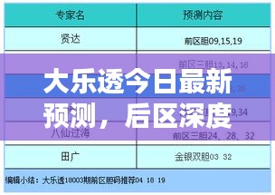 大乐透今日最新预测，后区深度解析，精准推荐！