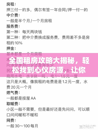 全国租房攻略大揭秘，轻松找到心仪房源，让你的租房之旅无忧！