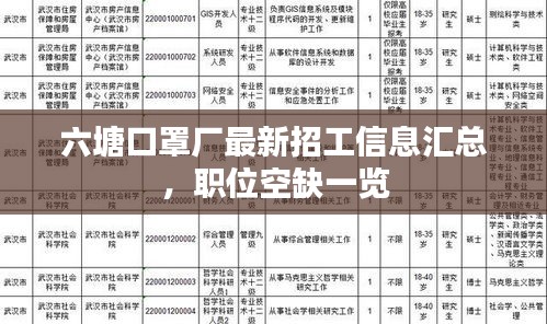 六塘口罩厂最新招工信息汇总，职位空缺一览