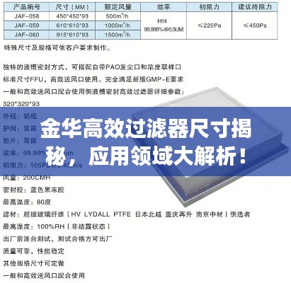 金华高效过滤器尺寸揭秘，应用领域大解析！
