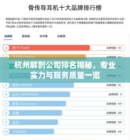 杭州解剖公司排名揭秘，专业实力与服务质量一览
