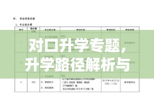 对口升学专题，升学路径解析与策略建议