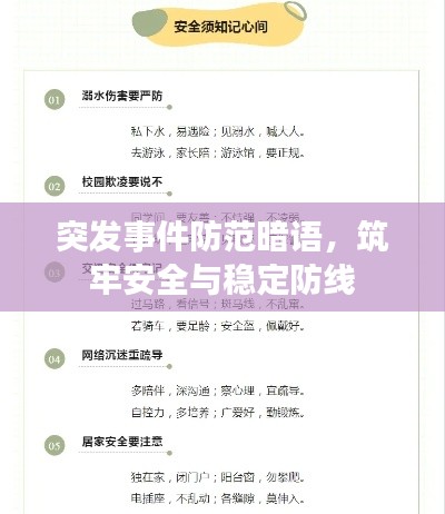 突发事件防范暗语，筑牢安全与稳定防线