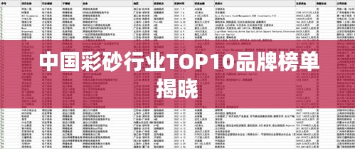 中国彩砂行业TOP10品牌榜单揭晓