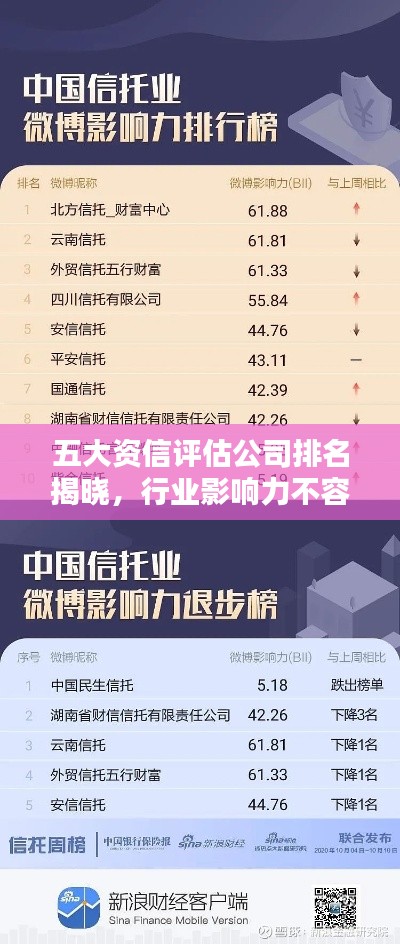 五大资信评估公司排名揭晓，行业影响力不容小觑