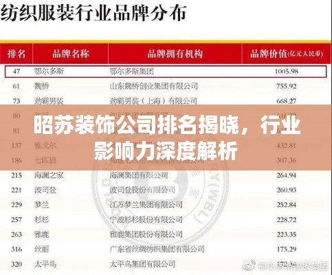 昭苏装饰公司排名揭晓，行业影响力深度解析