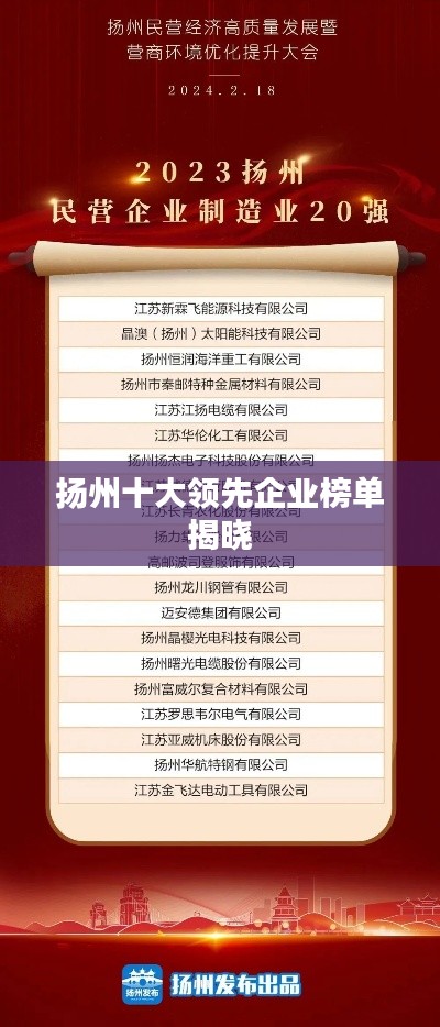 扬州十大领先企业榜单揭晓