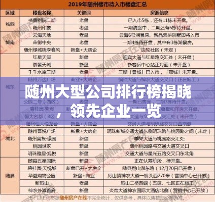随州大型公司排行榜揭晓，领先企业一览