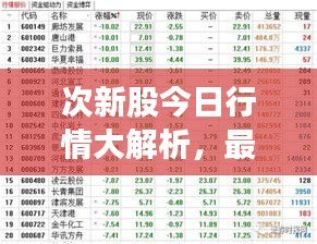 次新股今日行情大解析，最新动态一网打尽
