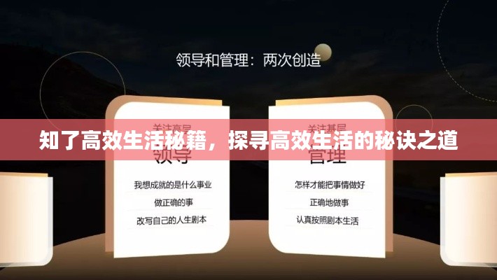 知了高效生活秘籍，探寻高效生活的秘诀之道