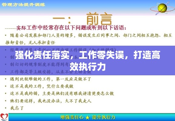 强化责任落实，工作零失误，打造高效执行力