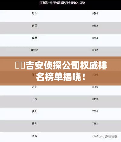 ​​吉安侦探公司权威排名榜单揭晓！